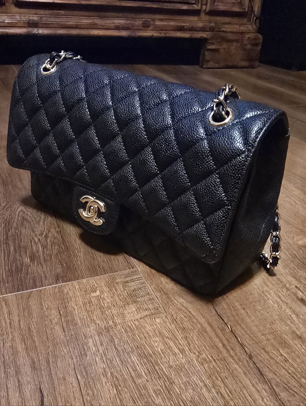 Black Quilted Chain-Handle Women’s Bag with Gold Hardware Chanel